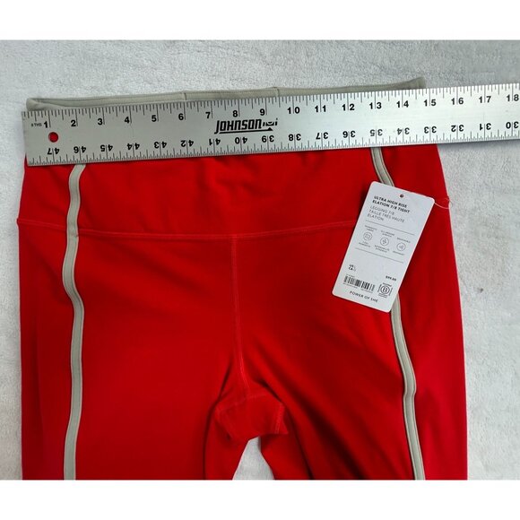 Athleta Ultra High Rise Elation 7/8 Tight Red Gray Stripe Large Yoga New $99 - Picture 4 of 8